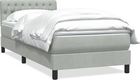 vidaXL Pat box spring cu saltea, gri deschis, 80x220 cm, catifea