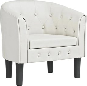 vidaXL Fotoliu tip cuvă, alb, piele ecologică