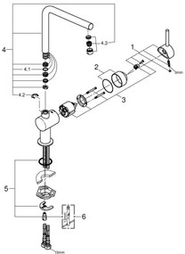 GROHE 31375000 - Baterie pentru chiuvetă A, 360 mm, crom lucios