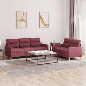 3201606 vidaXL Set canapea cu perne, 2 piese, roșu vin, material textil