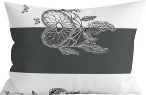 Fața de pernă din polibumbac TIRSO POLY 70x90 cm, buton alb-gri