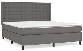 3132511 vidaXL Pat box spring cu saltea, gri, 160x200 cm, piele ecologică