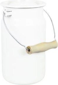 Bidon de lapte mic vintage din email, alb offwhite, Ø14,5×H20 cm, 2L, „Emil's Enamel"