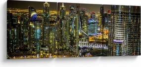 Tablou cu oraș nocturn (cu ceas) (90x30 cm)
