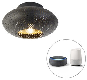 Plafoniera inteligentă neagră cu auriu 25 cm incluzând Wifi P45 - Radiance