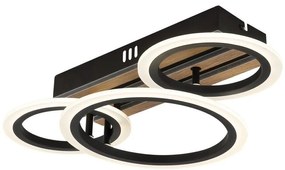 Plafoniera LED CCT BLEVINS riflaj MDF cu efect de lemn