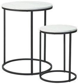 Set 2 măsuțe de cafea Trends4You, metal &amp; MDF, design modern, negru cu alb