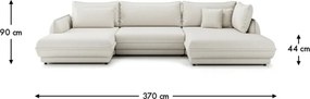 Colțar lemn masiv Paris III extensibil, 370 × 190 × 90 cm - Stânga