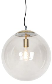 Lampă suspendată modernă din alamă cu sticlă fumurie 40 cm - Ball