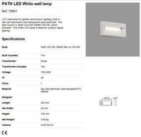 Aplica LED de exterior IP44 iluminat ambiental PATH alba