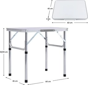 Masă de camping pliabiăla, 60 cm, aluminiu/MDF, KEPI TYP 2