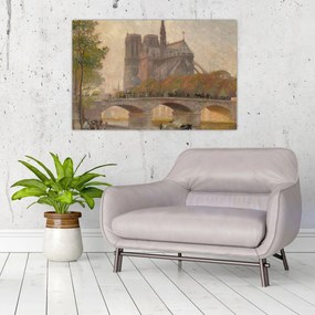 Tablou - Robert William Vonnoh, Notre Dame de Paris, reproducere (90x60 cm)