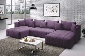 Colțar extensibil dumonde cu ladă de depozitare si sezut confortabil din spuma high-density, Malta U Enjoy Lila 340x185 cm