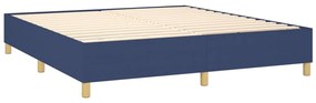 Pat box spring cu saltea, albastru, 180x200 cm, material textil Albastru, 180 x 200 cm, Nasturi de tapiterie