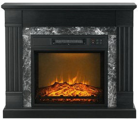 HOMCOM Semineu Electric de Podea cu Temporizator, Flacara Realista si Temperatura Reglabila, din Metal, ABS si PAL, 80x21.6x67.8 cm, Negru | Aosom RO