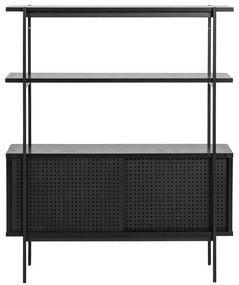 Bibliotecă neagră cu aspect de lemn de frasin cu ușă glisantă 94x114 cm Angus – Actona