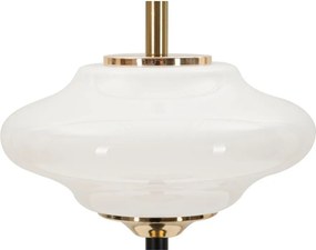 Veioză albă-neagră cu abajur din sticlă (înălțime 46 cm) Vintage – Mauro Ferretti