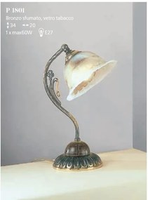 Lampa de masa rustica design italian din alama cu lemn 1801