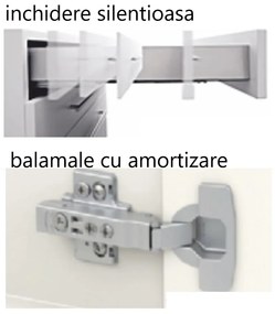 Set Bucatarie 260 cm, mdf crem extralucios pal gri, usi si sertare cu inchidere silentioasa, Bortis Impex