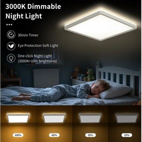 Brilagi - Plafonieră LED dimabilă ULTRA SLIM 18W 230V 30x30 cm, albă + telecomandă