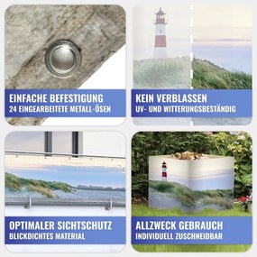 Paravan pentru balcon din plastic 500x85 cm North Sea Coast – Maximex