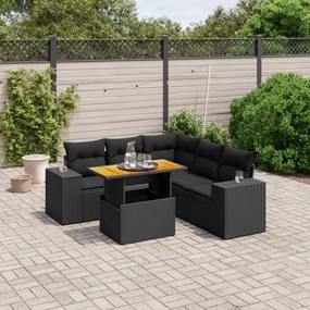 3272630 vidaXL Set mobilier de grădină cu perne, 6 piese, negru, poliratan