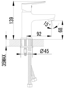 Sapho - Baterie pentru lavoar SMALL 13,9 cm, crom lucios
