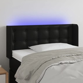 3123308 vidaXL Tăblie de pat cu LED, negru, 83x16x78/88 cm, piele ecologică