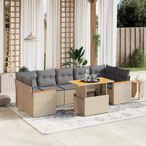 vidaXL Set canapele de grădină, 8 piese, cu perne, bej, poliratan