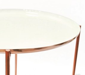 Masuta de cafea rotunda din metal Chloe 50,5x50,5x56,5 cm alb/cupru