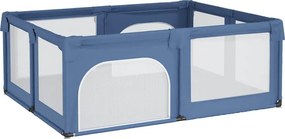 vidaXL Țarc pentru copii cu 2 uși, albastru deschis, țesătură Oxford