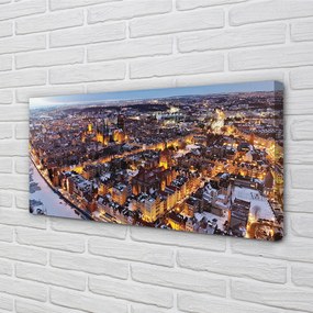 Tablouri canvas râu panorama de iarnă Gdańsk