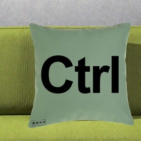 Perna Personalizata Tasta Ctrl Tipografie Bold, 40x40 cm, Verde, Husa Detasabila, Perna Inclusa, BEKZ®