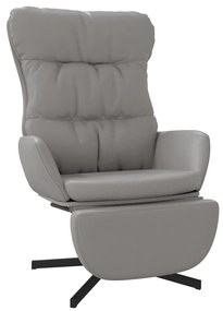 3097615 vidaXL Scaun de relaxare cu taburet, gri antracit, piele ecologică