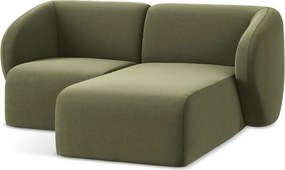 Colțar verde cu tapițerie din catifea (cu colț pe partea dreaptă/cu șezlong) Lani – Makamii