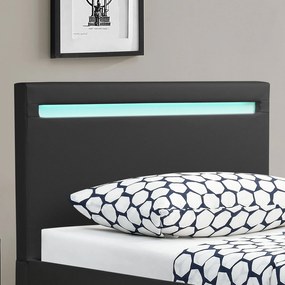 Čalúnená posteľ Verona 90 x 200 cm s LED osvetlením v čiernej farbe
