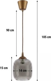Brilagi - Lustru LED suspendat pe cablu R GLASS 1xE27/60W/230V diam. 14 cm maro/gri fumuriu
