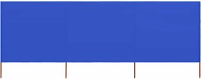 vidaXL Paravan anti-vânt cu 3 panouri, azur, 400 x 120 cm, textil