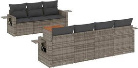 vidaXL Set canapele de grădină cu perne, 8 piese, gri, poliratan