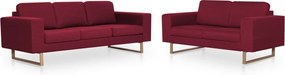 vidaXL Set de canapele, 2 piese, bordo, material textil