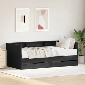vidaXL Pat de Zi cu Sertare Gri Betonic 90x200 cm Lemn Ingineresc