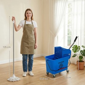HOMCOM Găleată pentru mop cu stoarcere, panou separator și roți, capacitate 20 L pentru curățenie casnică 45x26,5x70 cm albastru | Aosom Romania