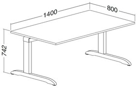 Masa ProOffice C 140 x 80 cm, nuc