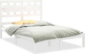 vidaXL Cadru de pat, alb, 120x200 cm, lemn masiv