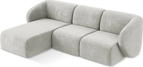 Colțar gri deschis cu tapițerie din chenille (cu colț pe partea stângă/cu șezlong) Lani – Makamii