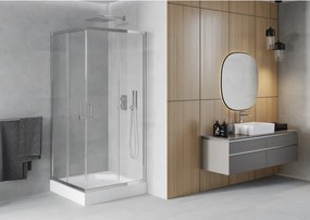 Mexen Rio cabină de duș pătrată 90 x 90 cm, transparentă, crom + cadă de duș, alb - 860-090-090-01-00-4510