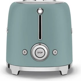 Prajitor de paine SMEG 50's Style TSF01EGMEU, 950 W, 2 felii, 6 trepte, Tava pentru firimituri, Cablu integrat, Otel inoxidabil, Verde smarald