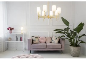 Lustră pe tijă ABRUZZO 8xE14/7W/230V alamă/verde Argon 5055