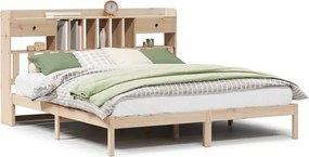 vidaXL Pat cu bibliotecă fără saltea, 180x200 cm, lemn masiv de pin