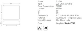 Aplica LED de perete pentru iluminat exterior, up/down, IP65 Cini grafit